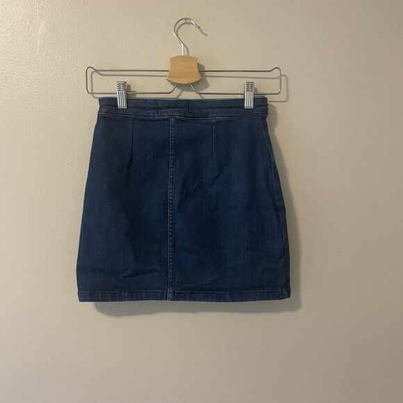 Free People We The Free Notched Denim Wrap Mini Short Skirt Women’s Sz 0 - Picture 12 of 12